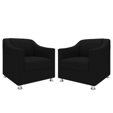 Kit 2 Poltronas Killa para Recepção Consultório Barbearia Preto