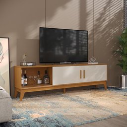 Rack para Tv até 65 Polegadas 2 Portas com Puxador em Madeira Maciça Domus 180cm retrô - 8