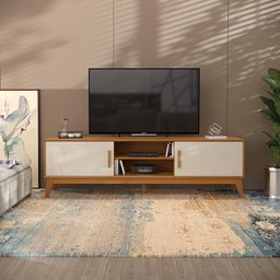 Rack para Tv até 65 Polegadas 2 Portas com Puxador em Madeira Maciça Domus 180cm retrô - 10