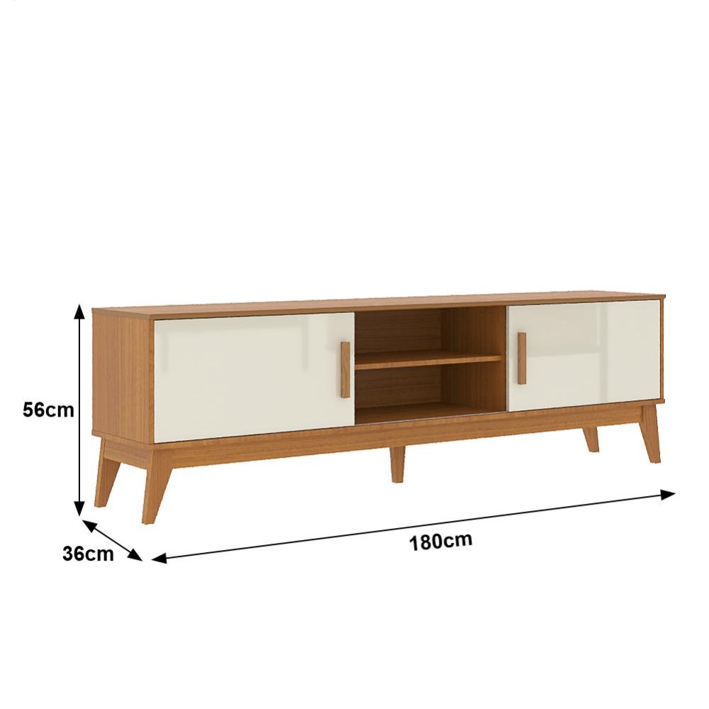 Rack para Tv até 65 Polegadas 2 Portas com Puxador em Madeira Maciça Domus 180cm retrô - 6