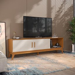 Rack para Tv até 65 Polegadas 2 Portas com Puxador em Madeira Maciça Domus 180cm retrô - 9