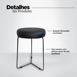 Banqueta Baixa para Cozinha Bar Balcão Bistro Mesa Itália:preto - 2