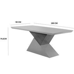 Mesa Aster 180 Tampo em MDF Canto Reto com 6 Cadeiras Lunara Moderna - 6 Mesa Aster 180 Tampo em MDF Canto Reto com 6 Cadeiras Lunara Moderna - 6