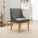 Ver imagem 2 de Kit 4 Cadeiras Decorativas Sala de Jantar Base Fixa de Madeira Firenze Suede Grafite/Castanho G19 -