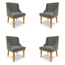 Ver imagem 1 de Kit 4 Cadeiras Decorativas Sala de Jantar Base Fixa de Madeira Firenze Suede Grafite/Castanho G19 -