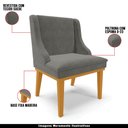 Ver imagem 4 de Kit 4 Cadeiras Decorativas Sala de Jantar Base Fixa de Madeira Firenze Suede Grafite/Castanho G19 -