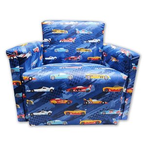 Poltrona Infantil Sofazinho Reforçada Decoração Modelos Carrinhos Azul