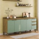 Ver imagem 1 de Cozinha Compacta Modulada 2 Peças com Tampo 25mm Magnolia Yescasa Marrom/Mel/Verde