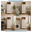 Ver imagem 5 de Armário Multiuso 2 Portas 1 Gaveta 61,70cm 100% MDF Pupilo Espresso Móveis Bege/Off White/Amêndoa