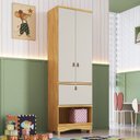 Ver imagem 1 de Armário Multiuso 2 Portas 1 Gaveta 61,70cm 100% MDF Pupilo Espresso Móveis Bege/Off White/Amêndoa