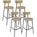 Ver imagem 1 de Kit 04 Banquetas Altas Bar Cozinha Sala De Jantar Em Aço Milão L02 Linho Bege Escuro - Lyam Decor