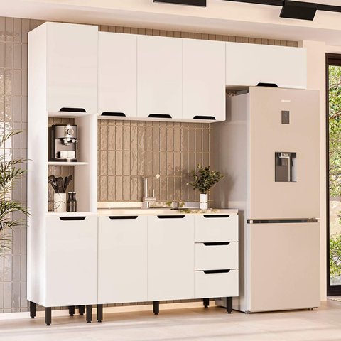 Armário de Cozinha Modulada Completa 4 Peças 240cm sem Tampo 250054 Meena Politorno Móveis