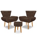 Ver imagem 3 de Kit 2 Poltrona Emilia +puff Redondo Decorativo:marrom