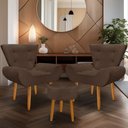 Ver imagem 1 de Kit 2 Poltrona Emilia +puff Redondo Decorativo:marrom
