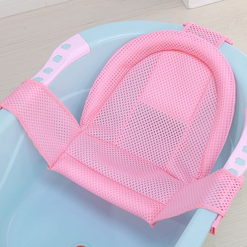 Banheira de Bebe Retrátil Dobrável em Silicone com Rede Cor:rosa Branco - 5