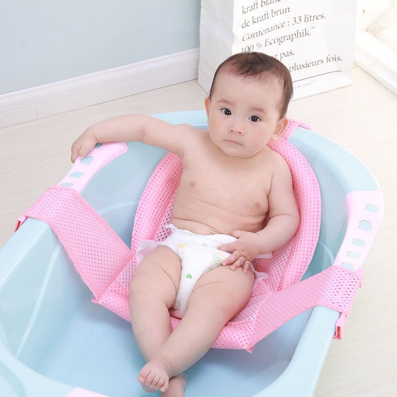 Banheira de Bebe Retrátil Dobrável em Silicone com Rede Cor:rosa Branco - 6