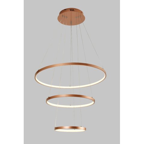 Pendente 3 Anéis Cobre Rose Led 48W 3000K Bivolt PARIS LUZ