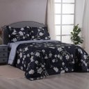 Ver imagem 2 de Kit Edredom Cobertor Zurique King Dupla Face Micropercal Estampado 400 Fios 3 Peças Flor Azul Marinh