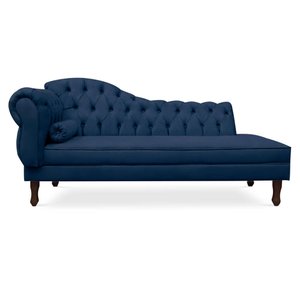 Divã Recamier Namoradeira Larissa 185cm com Capitonê - Direita Suede: Azul Marinho