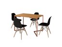 Ver imagem 2 de Mesa de Jantar Industrial Base Ferro Cobre em  V  Tampo 137x90 Canela 4 Cadeiras Eames Madeira Assen