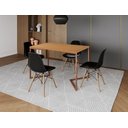 Ver imagem 1 de Mesa de Jantar Industrial Base Ferro Cobre em  V  Tampo 137x90 Canela 4 Cadeiras Eames Madeira Assen