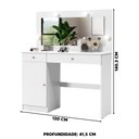 Ver imagem 4 de Penteadeira Com Espelho 1 Porta 2 Gavetas 120cm Branco Jasper Shop Jm