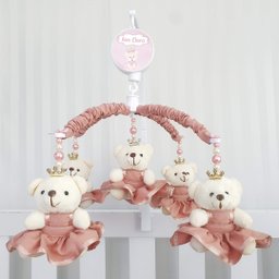 MOBILE PARA BERÇO MUSICAL GIRATÓRIO PRINCESA ROSÉ LISO - 1