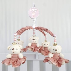 MOBILE PARA BERÇO MUSICAL GIRATÓRIO PRINCESA ROSÉ LISO