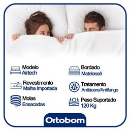 Cama Box Baú King Suede Bipartido + Colchão Ortobom Airtech Molas Ensacadas 193x203x65 Cor:preto - 4