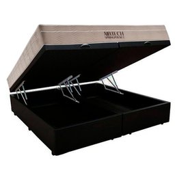 Cama Box Baú King Suede Bipartido + Colchão Ortobom Airtech Molas Ensacadas 193x203x65 Cor:preto - 6