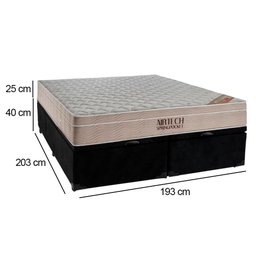 Cama Box Baú King Suede Bipartido + Colchão Ortobom Airtech Molas Ensacadas 193x203x65 Cor:preto - 3