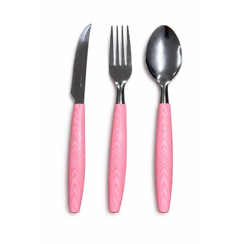 Conjunto Talheres 12 Peças de Inox /Rosa