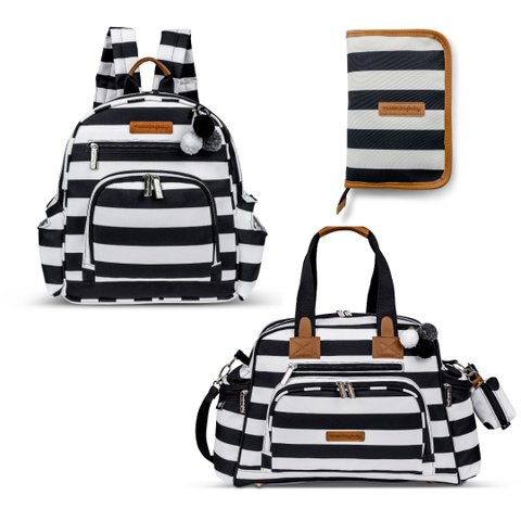 Kit Bolsa Everyday + Mochila Noah + Porta Carteira de Vacinação Brooklyn Preto Masterbag Baby Kit Ma