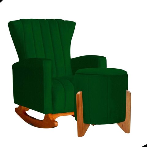Kit Poltrona Balanço Melinda e Puff Jade Suede