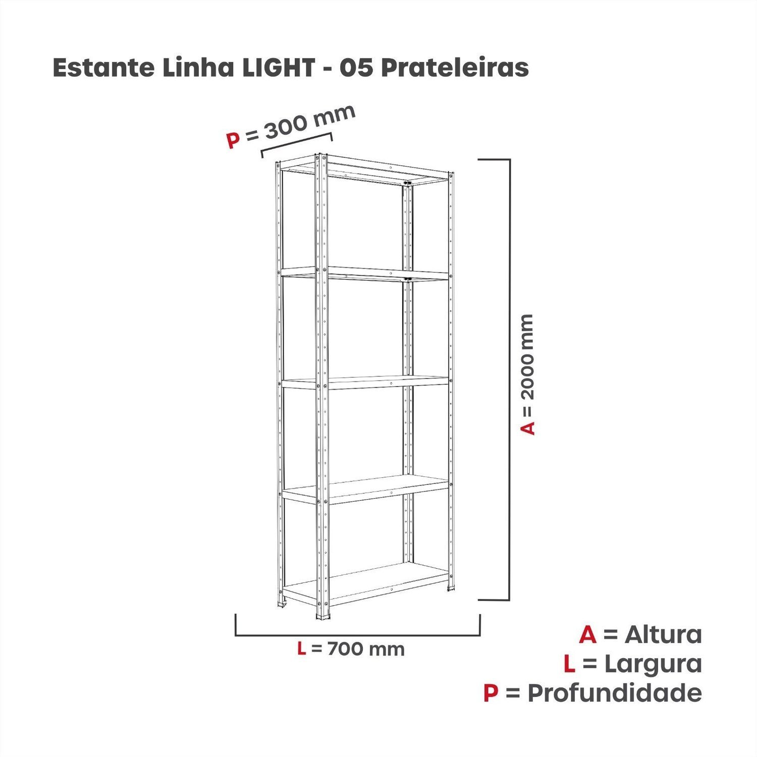 Estante com Estrutura Metalica Armazenagem Pre Mold 2000mm S/ref Epl-5a-vu - 3