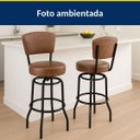 Ver imagem 2 de Banqueta Alta Bar Giratória com Encosto Cor Preta Assento Grosso Confortável Cor Whisky Kit 2 Peças