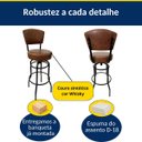Ver imagem 4 de Banqueta Alta Bar Giratória com Encosto Cor Preta Assento Grosso Confortável Cor Whisky Kit 2 Peças