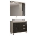 Ver imagem 2 de Gabinete de Banheiro 100cm com Cuba e Armário com Espelho Ref 1000 Preto/Arenito/Portoro