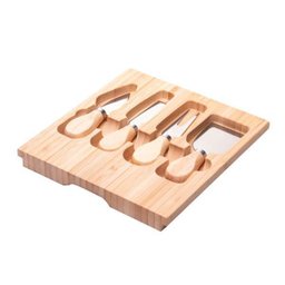 Cj 6 Peças para Queijo com Bandeja de Bambu e Tabua Terrazo 23x23x4cm - 3