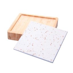 Cj 6 Peças para Queijo com Bandeja de Bambu e Tabua Terrazo 23x23x4cm - 4