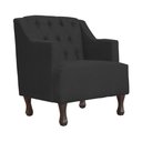 Ver imagem 1 de Poltrona Decorativa Pés Luis XV Gênises Encosto Capitonê Suede Preto Carolina Moveis