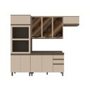 Ver imagem 2 de Cozinha Completa Modulada 4 Peças 100% MDF com Portas de Vidro Connect Marrom/Bege