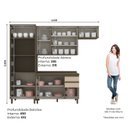 Ver imagem 3 de Cozinha Completa Modulada 4 Peças 100% MDF com Portas de Vidro Connect Marrom/Bege