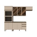 Ver imagem 2 de Cozinha Completa Modulada 4 Peças 100% MDF com Portas de Vidro Connect Marrom/Duna/Cristal