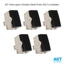 Ver imagem 2 de Kit 5 Módulo Interruptor Simples Preto Ebony Sleek Margirius Cor:preto