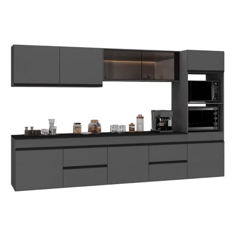 Cozinha Modulada Completa Suspensa 301,5cm Milano Multimóveis Mp2413 Cinza