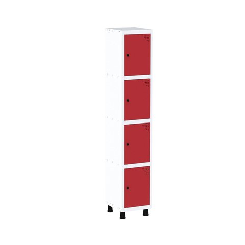 Roupeiro em Aço Mt 1V 4 Portas - Pitão Branco/Vermelho