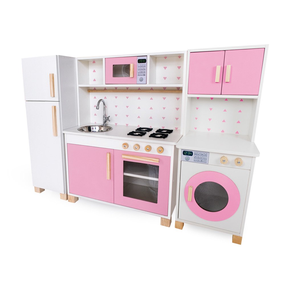 Kit Cozinha Infantil com Geladeira e Máquina de Lavar Eita Casa Perfeita Rosa
