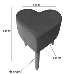 Puff Decorativo Coração para Sala de Estar Recepção Quarto Salão Porcelana Dimazza Móveis - 4