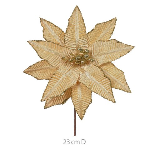 Flor Poisentia C/glitter (dourado) 23cm